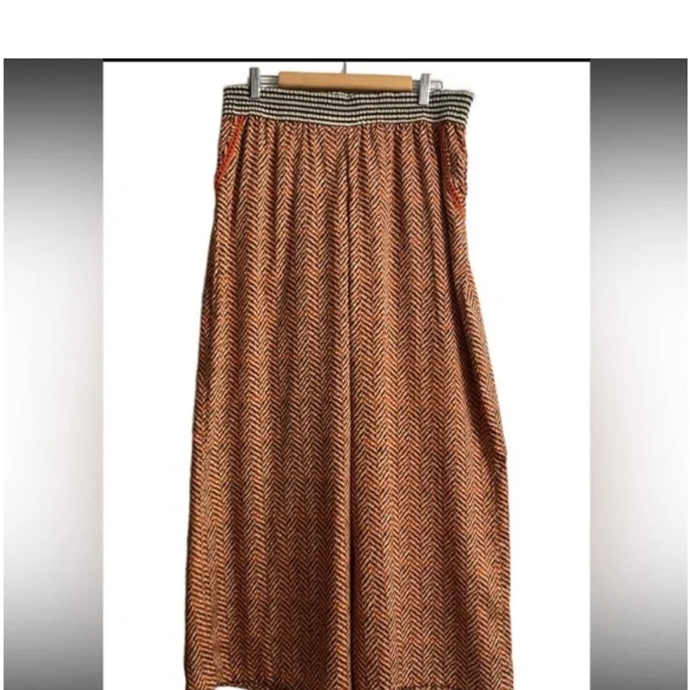 Anthropologie Ranna Gill Tan Herringbone Wide-Leg Pants